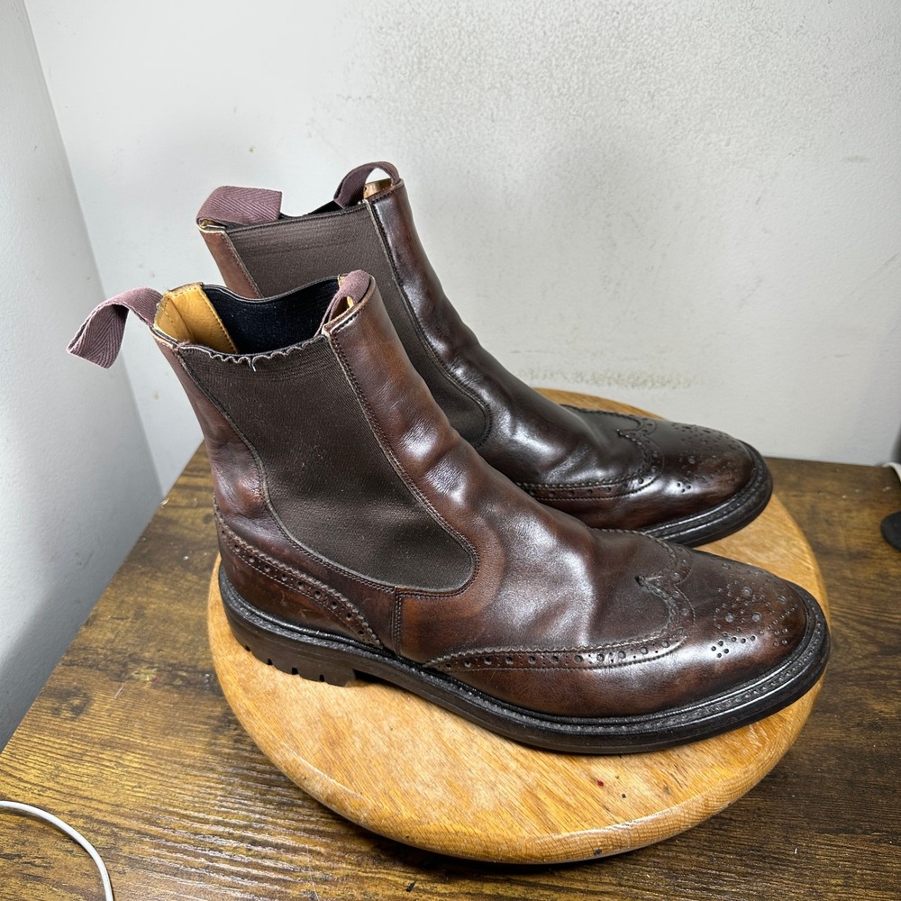 Trickers Henry Brogue Chelsea Boots Espresso Brown Leather Commando Sole 10.5 UK